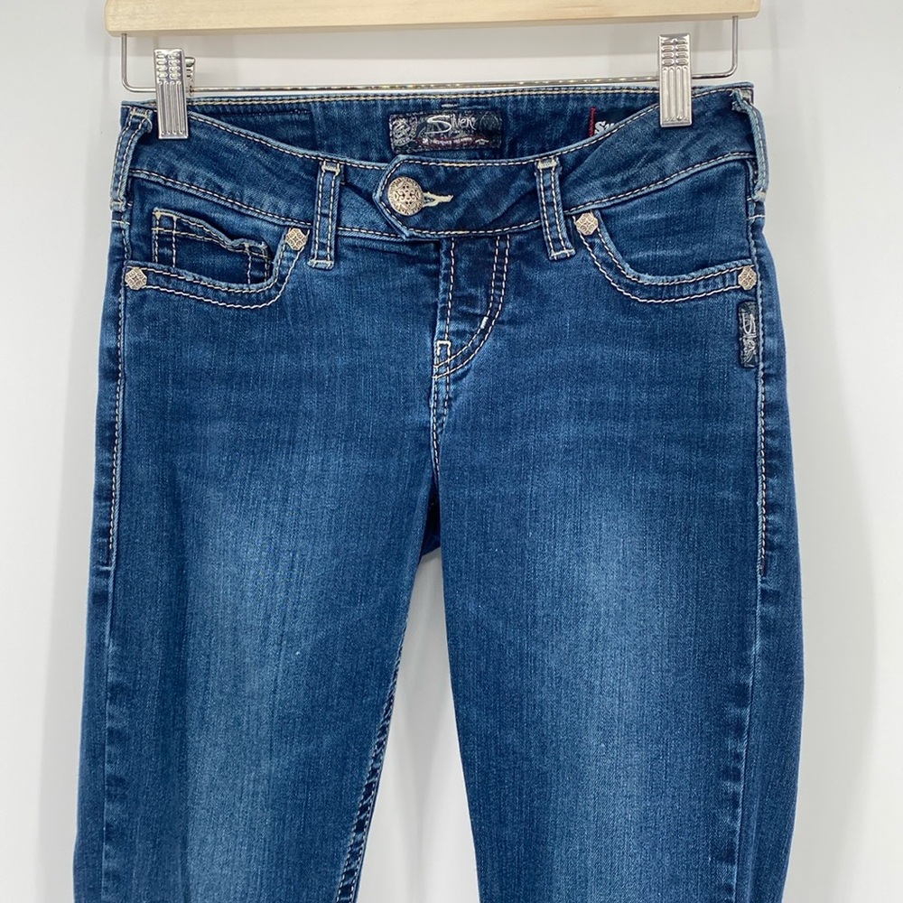 Silver Jeans Tuesday Low Capri Jeans Super Stretch Thick Contrast Stitch - Picture 2 of 10